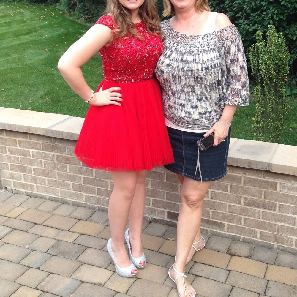 Sherri hill red beaded dress size 6